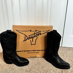 Black Handmade Dayton Western Style Leather Boots - Fits W6.5